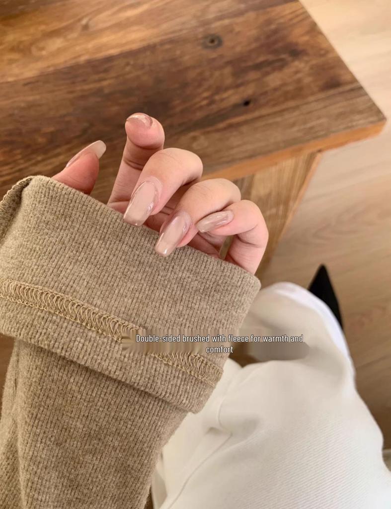 V-Neck Soft Brushed Long-Sleeve Women's Top for Autumn/Winter - Sexy and Cozy Base Layer