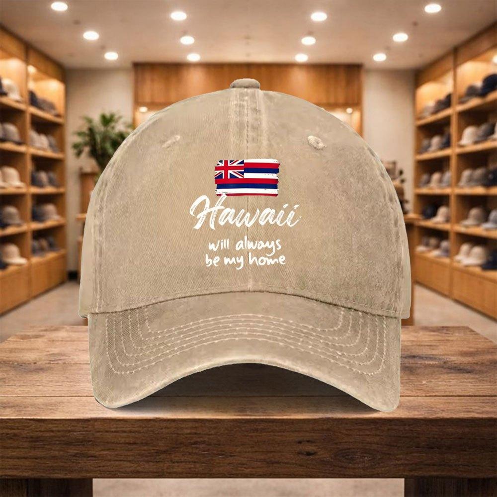 Pc HawaiianThemed Baseball Cap Adjustable Snapback Hat with Hawaii Will Always Be My Home Print  Lightweight Unisex Cap Sui