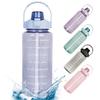 GOWTHHRT 2L Large Capacity Portable Sports Water Bottle with Straw, Scale, and Straw, BPA-Free Leakproof Plastic Water Bottle for Adults and Kids,