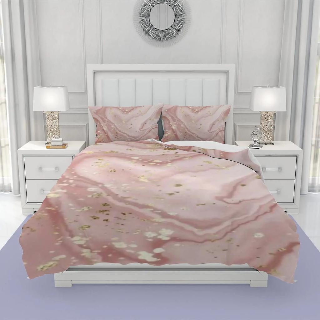 Marble Duvet Cover Set Marble Bedding Set Blue Gold Abstract Texture Kid Bedclothes Double Queen King Size Polyester Quilt Cover