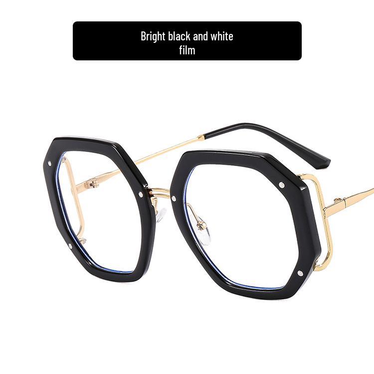 2022 Polygon Eyeglass Frame: Anti-Blue Light, Hollowed Sides, Trendy European & American Design