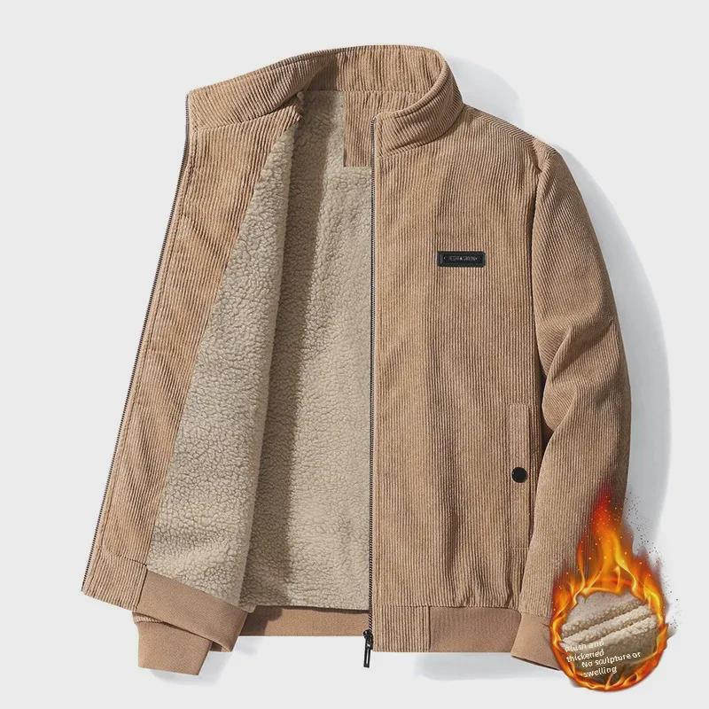 Men's Slim-Fit Corduroy Jackets: Casual Korean Style, Versatile, Thick Fleece for Spring/Autumn
