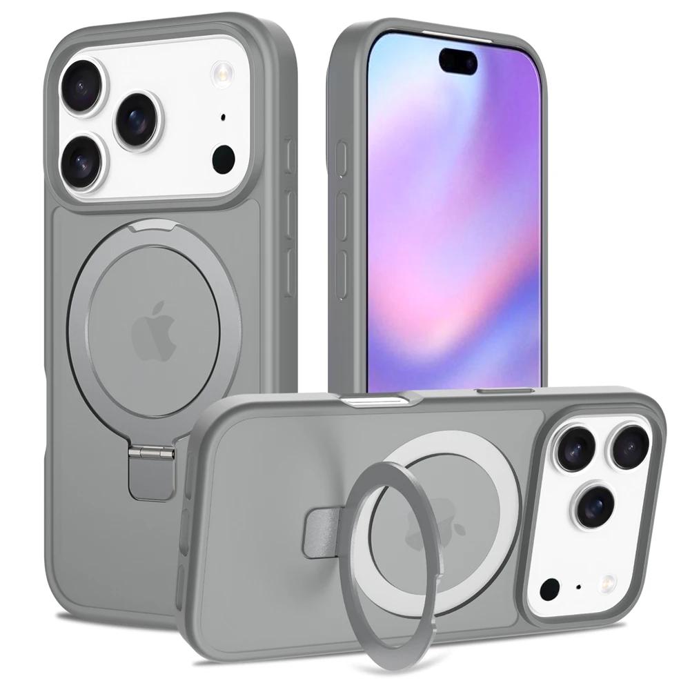 Metal Ring Bracket Magnetic for Magsafe Case For IPhone 17Air 16E 15 14 13 12 ProMax Plus Matte Shockproof Wireless Charge Cover