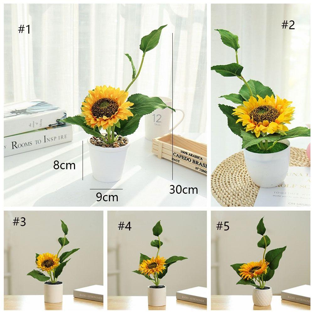 Mini Artificial Plants with Pot Simulation Flower Fake Flower Artificial Sunflower  Home Decor