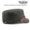 Vintage Oil Waxed Cloth Military Cap for Men Women Autumn Winter Warm Flat Top Hat Korean Style Premium Cadet Cap Peaked Hat for Small Head