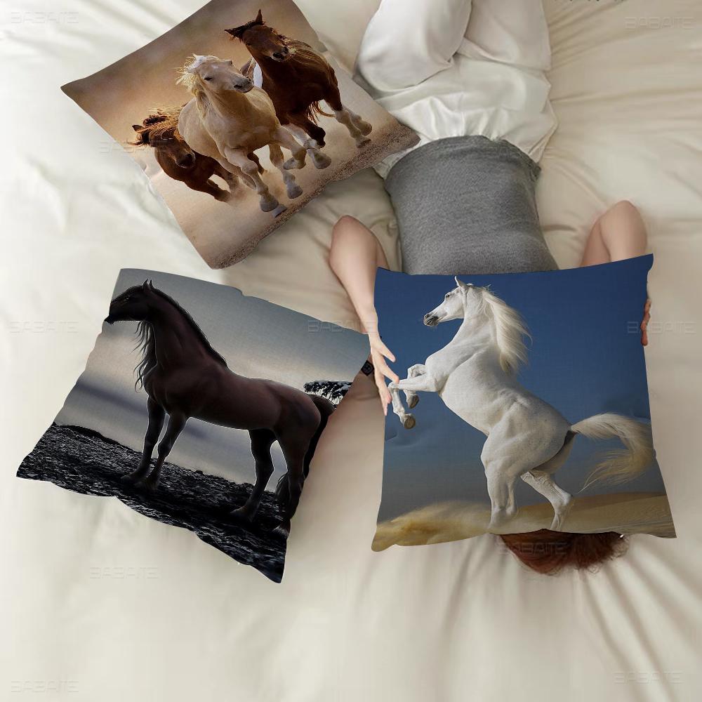 Beautiful Horse Personalized Picture Text Home Decorative Pillows Household Gifts 45x45cm