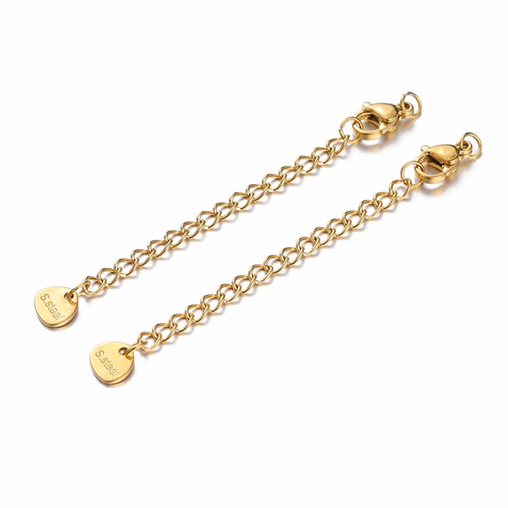 10pcs Stainless Steel Extension Extended Tail Chains Lobster Clasps Connectors DIY Jewelry Making Findings Bracelet Necklaces