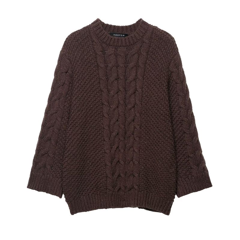 Za Autumn and Winter New Women's Clothing Zr European and American Style Fashionable and Elegant Simple Versatile Cable Knit Long-Sleeve Sweater