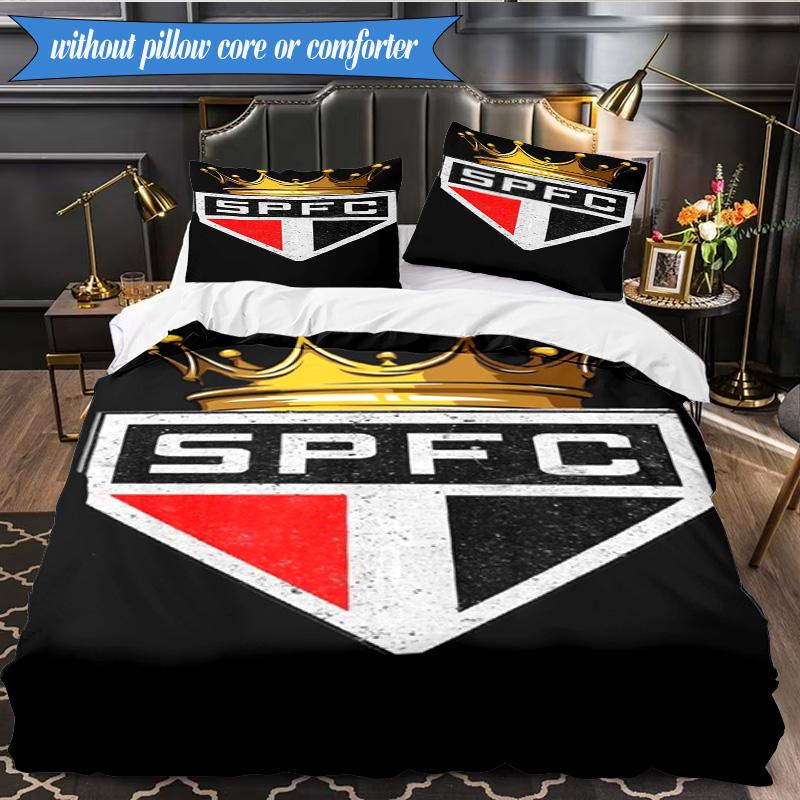 3PCS Paulo Fc Emblem Printed Soft Bedding Set,Including 1pc Duvet Cover And 2pcs Pillowcases Perfect for Bedroom, Dormitory, Fan Gift