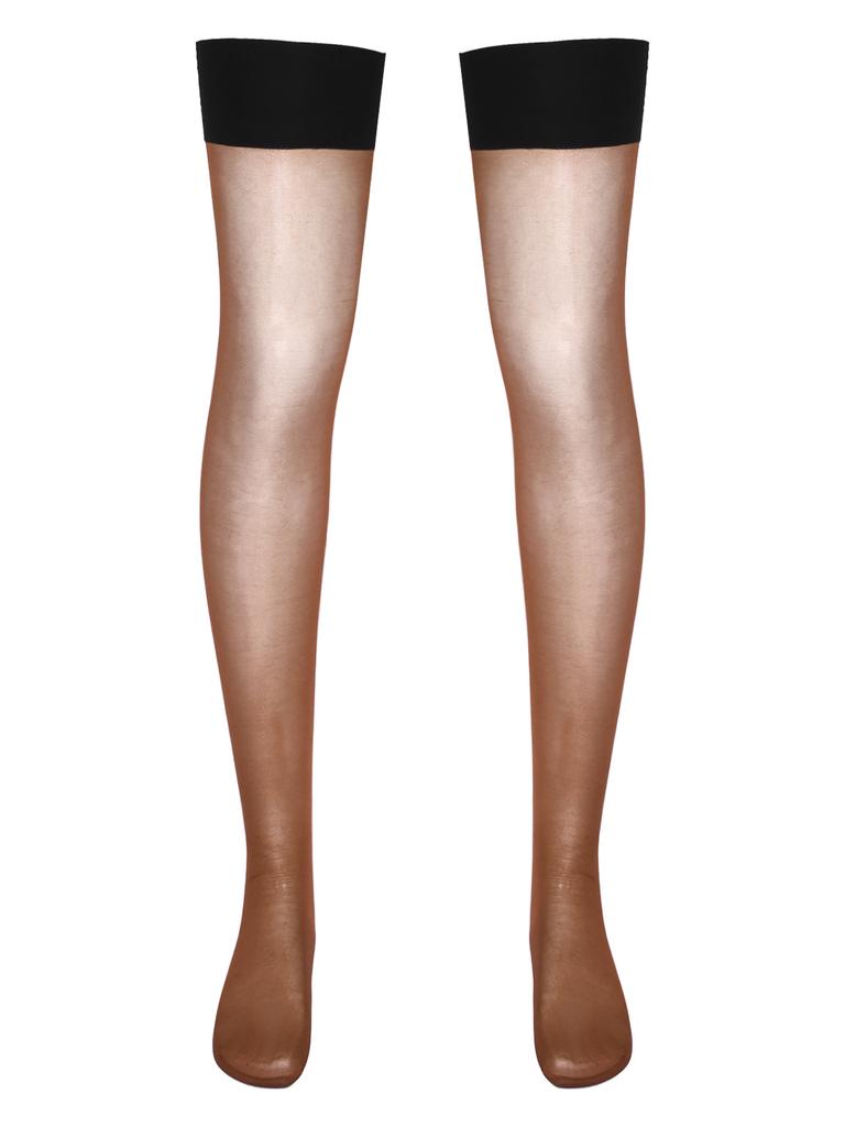 Mens Glossy Stretchy Stockings Sheer Thin Thigh High Socks Costume Accessories