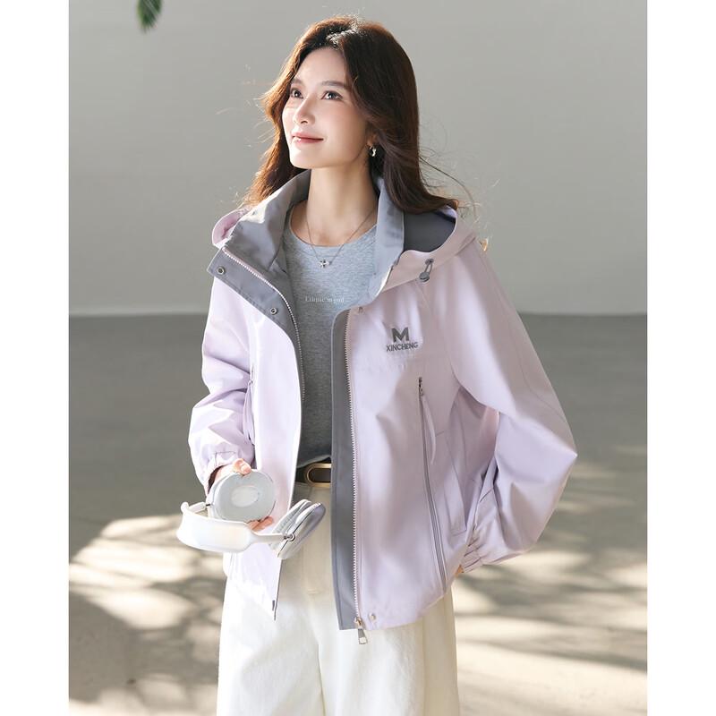 TERRE BLEUE Women s Hooded Windproof Short Casual Jacket L