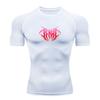 Men's Compression Workout T-shirt, Gothic Red Pink Thorn Print Quick Dry Athletic Short Sleeve Shirt for Gym Running Training Sports Wear