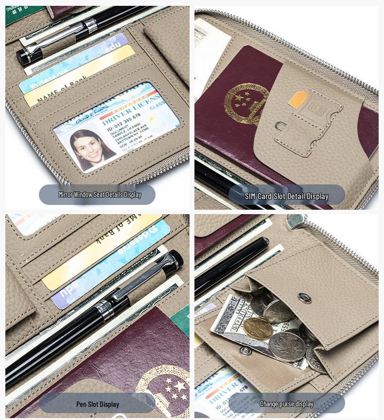 Genuine Leather Women's Anti-Theft Passport Holder & Large Capacity Wallet