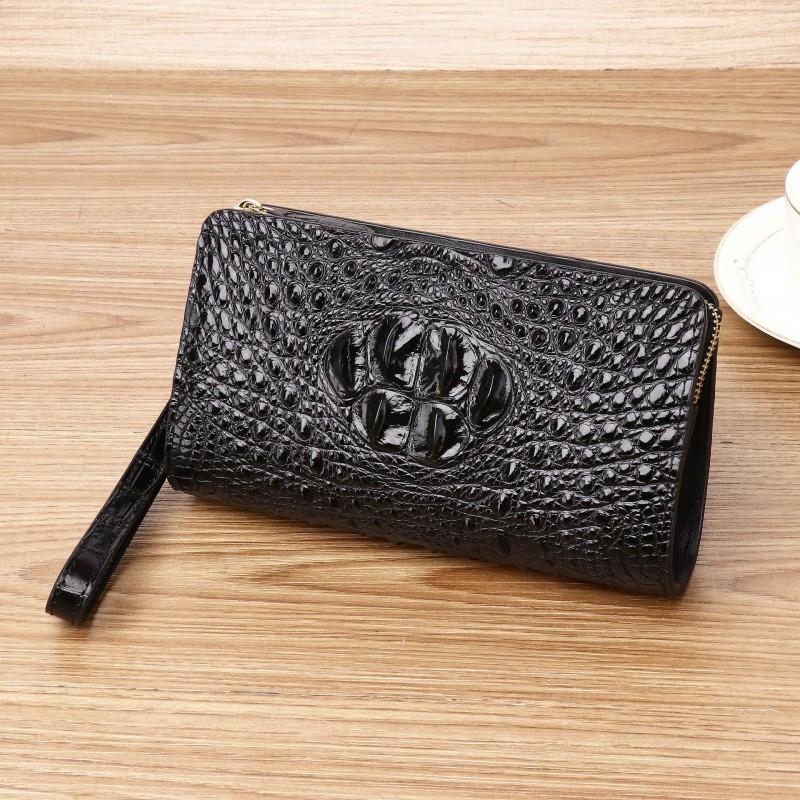 New Crocodile Bone Pattern Men s Long Wallet Large Capacity Handbag Multi Card Phone Bag 22x5x12 чёрный