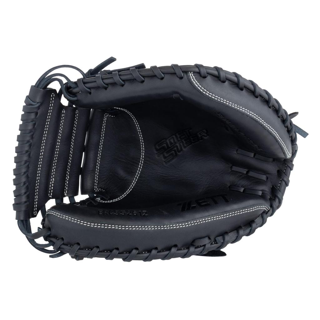 ZETT Soft Steer Baseball BRC352612 Catcher's Mitt, Right-Handed Throw, Black,