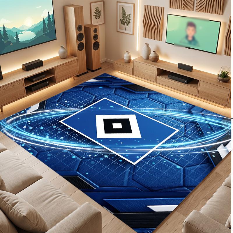 Tappeto in Velluto di Cristallo con Stampa Calcio Hamburger SV, Comodo Assorbente d'Acqua Antiscivolo Tappeto per Pavimenti Interni