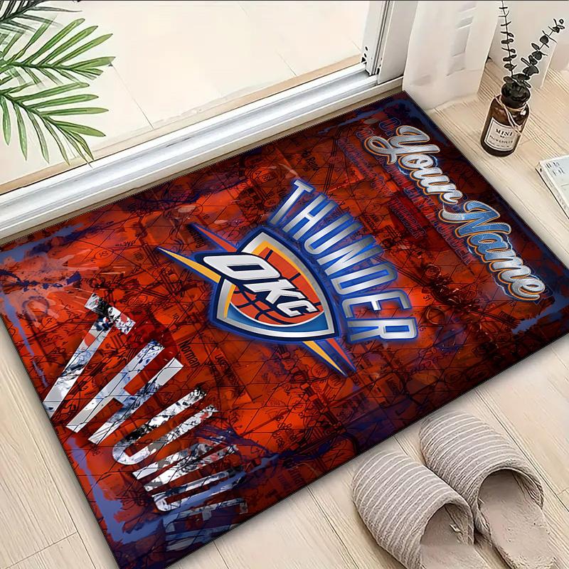 Custom Name Rug Thunder OKC Basketball Area Rug Suitable for Indoor And Outdoor,Carpets for Homes, Offices,Living Rooms,Home Decor,Christmas Gift