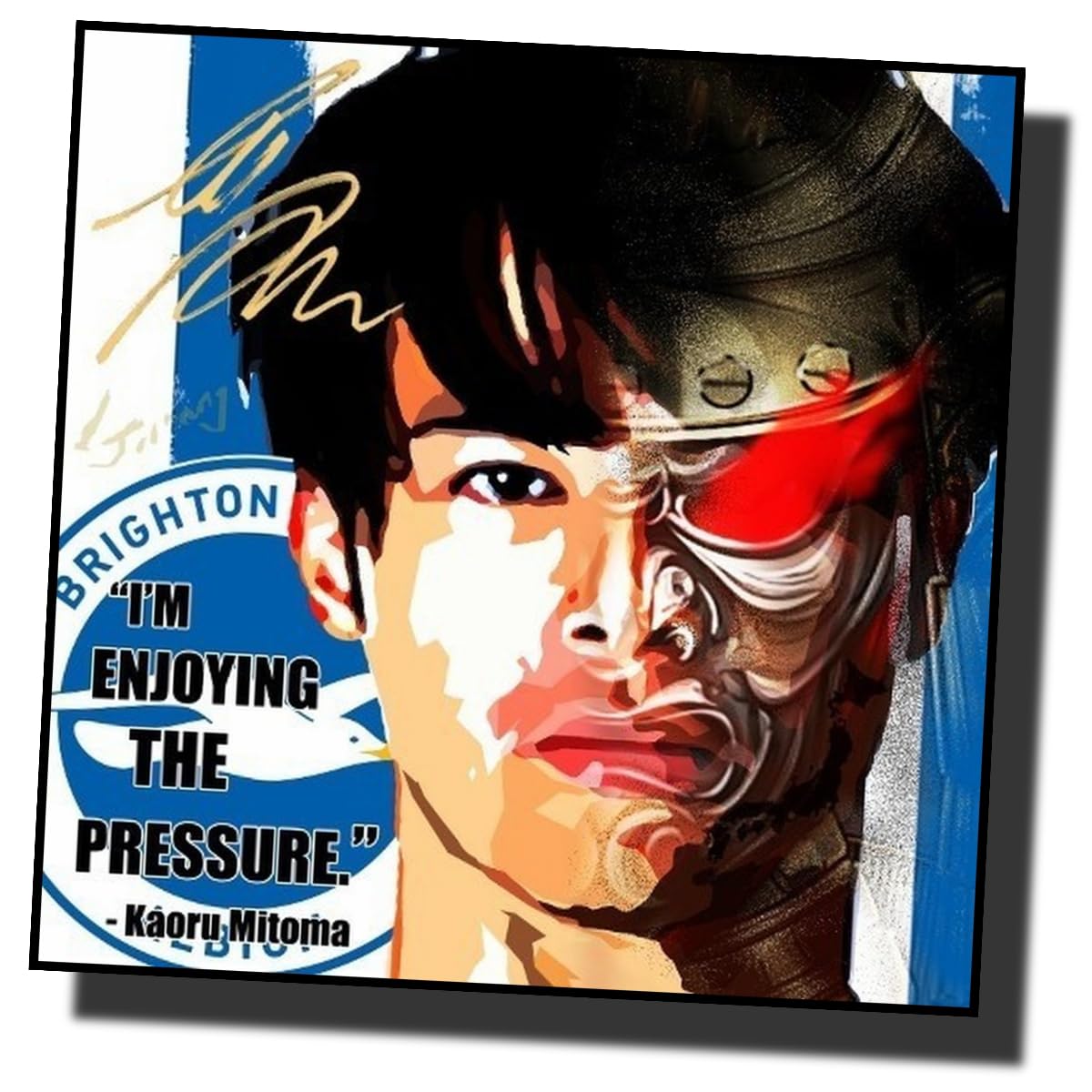 

Praline Art Frame KAORU MITOMA Kaoru Mitoma Design B Brighton Hove Albion FC Premier League Overseas Soccer Art Panel Wooden Wall Hanging Poster