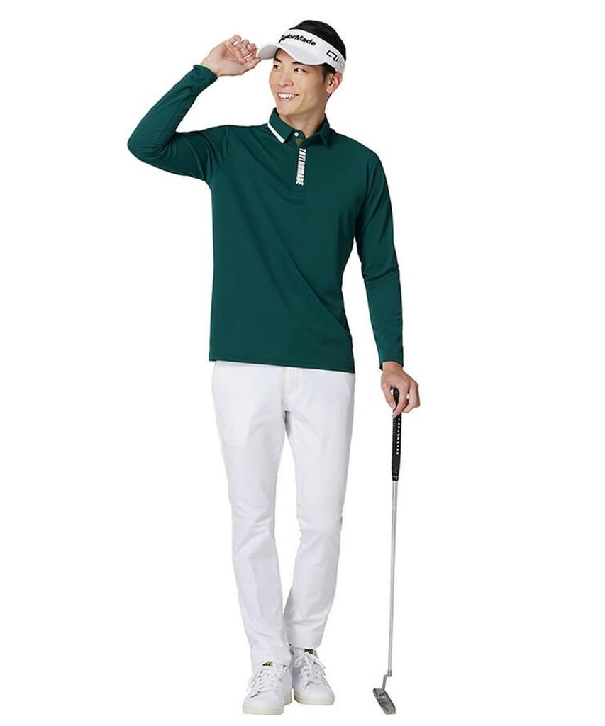 TaylorMade TM Basic Long Sleeve Polo Shirt, Green, Size M, Men's, 2024FW, UN340