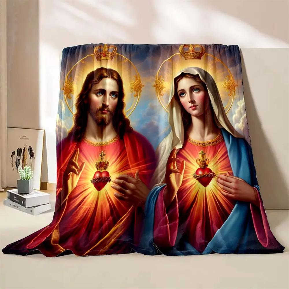 1PC God Jesus Believer Pray Printed Blanket Soft and Comfortable Home Travel Blanket Adult and Child Warm Blanket Catholic