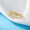 Zircon Double Cross Rings For Woman Stainless Steel Gold Color Shiny Opening Ring New Luxury Fashion Wedding Zircon Gift Bague