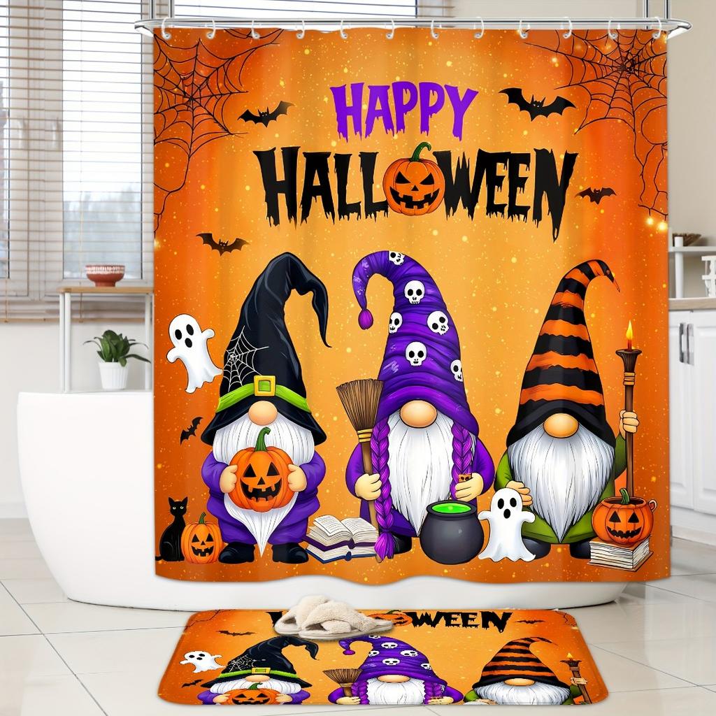 1/4Pcs Halloween Decoration Three Dwarfs Pattern Shower Curtain Bathroom Decor Halloween Decoration Indoor Shower Curtain
