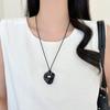 Polka Dot Charm Long Sweater Chain Heart Pendant Sweater Necklace Heart Pendant Necklace  For Women