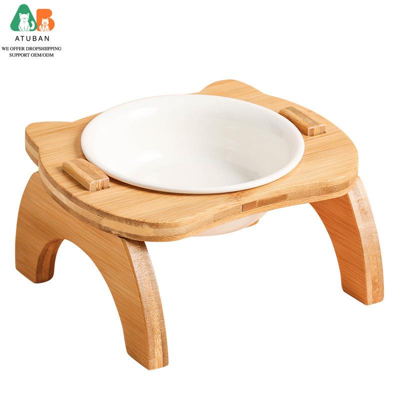 

ATUBAN Raised Cat Bowl with Stand, Melamine Elevated Cat Food Bowl, 15° Tilted Cat Water Bowl Set,Feeding Dishes For Cats Puppy