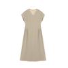 Women's summer casual short-sleeved dress women's summer new three-dimensional pleated design waist and thin V-neck dress