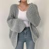 Korean Early Autumn V-neck Loose Casual Lantern Sleeve Cardigan Sweater for Women