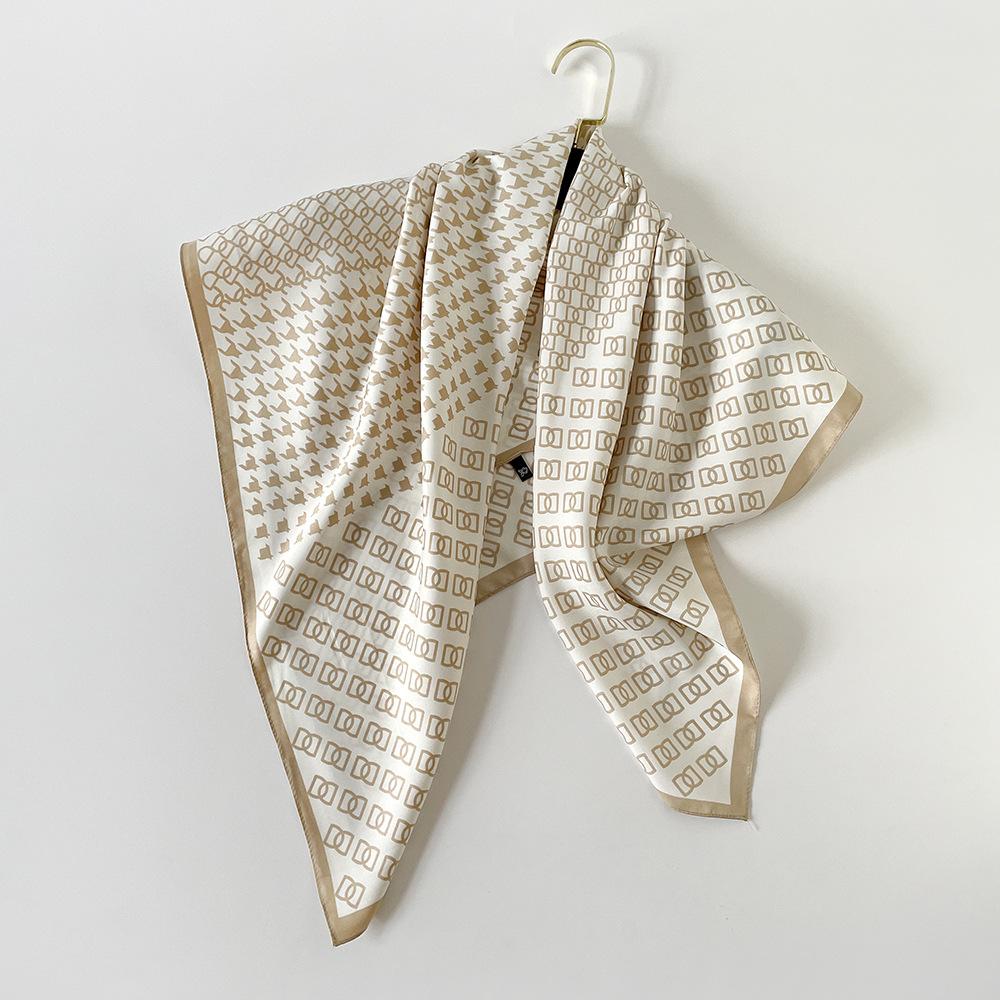 New Spring and Summer Twill Printed Silk Scarf for Women High-end Design  Square Scarf  Fashionable Sunscreen  Headscarf