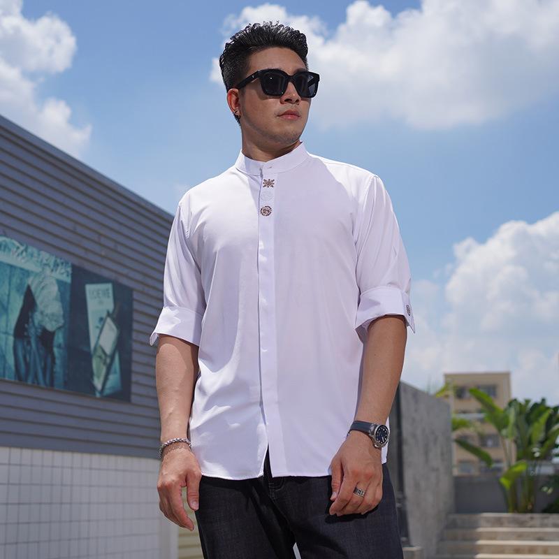 Besticktes Übergröße 10XL Herren Langarmhemd, Frühling und Herbst Lockeres Freizeithemd