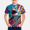 New Shark 3D Digital Print Children's T-Shirt: Short-sleeved, Round-neck, Breathable Summer Sports Top