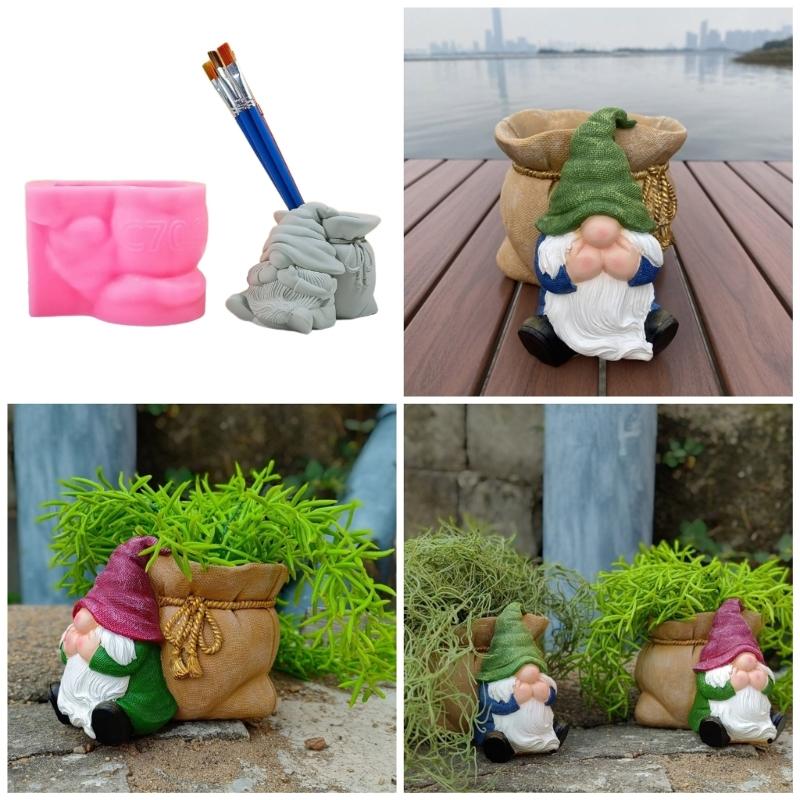 Unique Succulent Vases Pen Holder Moulds Beautiful Flowerpot Silicone Mold Flexible Container Mold for Crafting Projects