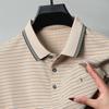 Men's Casual and Fashionable Striped Short Sleeved Polo Shirt Summer Comfortable Sweat Absorbing Breathable and Versatile Top