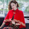 Mink Velvet Shawl Women'S Thickened Foreign-Style Embroidered Cape Short Mother-In-Law Cheongsam Wedding Banquet 0235 #