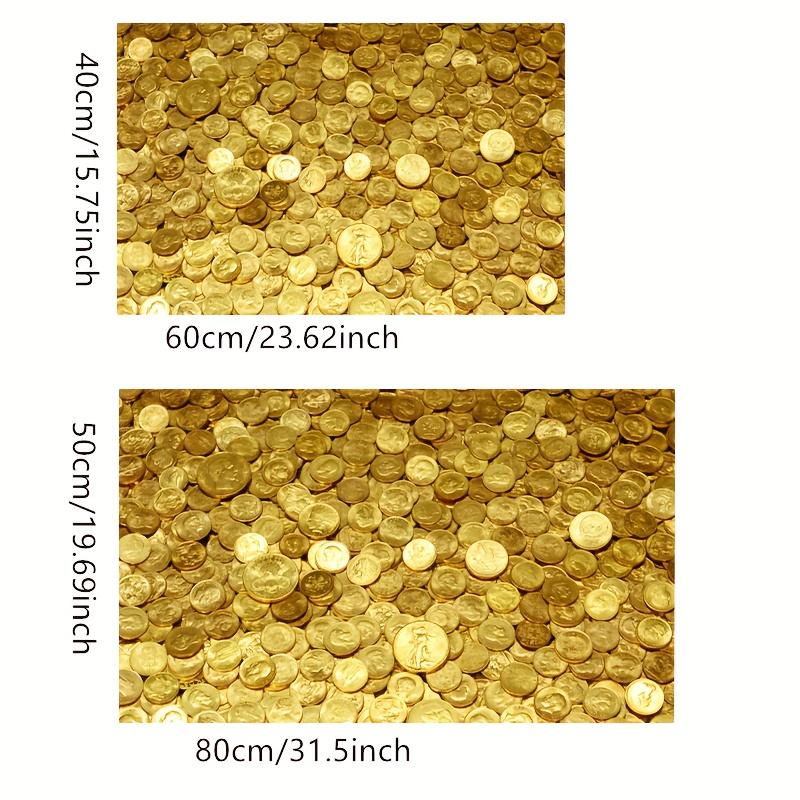 1Pcs Anti Fatigue Kitchen Rugs, Golden Coin Print Waterproof Non-Slip Thick Cushioned Kitchen Mat Heavy Duty Comfort Standing Mat for Kitchen