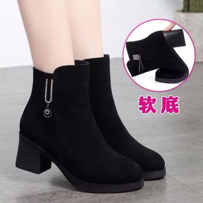 2025 Short Boots Fashion Boots Women's New Women's Mid-autumn Winter Cotton Boots Matte Single Boots Velvet Versatile Martin Shoes