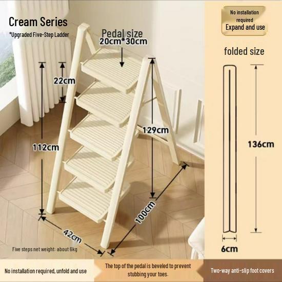 

Телескопічна складана драбина А-подібної форми - Портативна та міцна, від 3 до 5 сходинок для використання в приміщенні