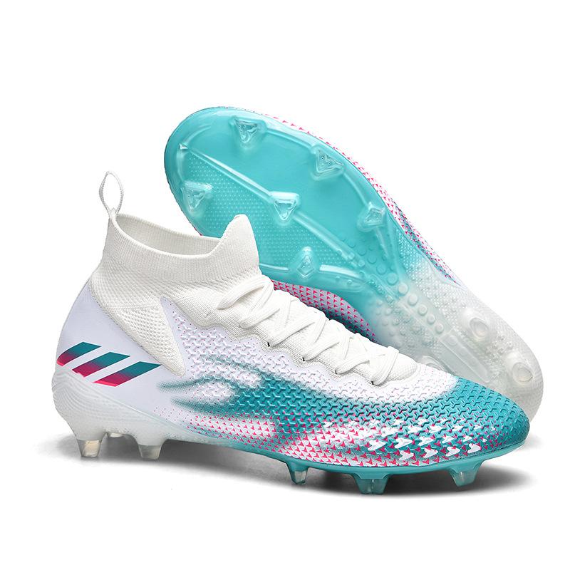 2025 new adult men's and women's football shoes, men's and women's long nails, broken nails, seamless fly-woven football shoes, factory straight hair