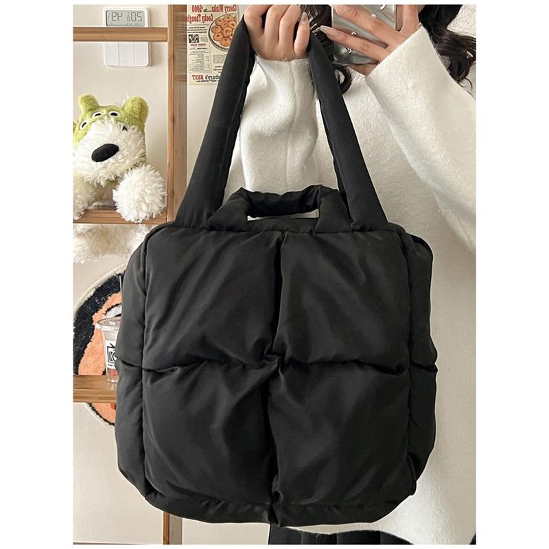 Autumn And Winter Bag Large Capacity Cotton Dress Bag Fashionable Versatile Shoulder Bag Down Bag Handheld Tote Bag