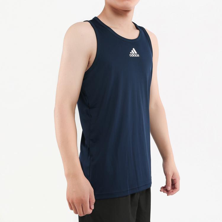 Adidas Logo Print Basketball Tank Top Men Tops Navy DX6732