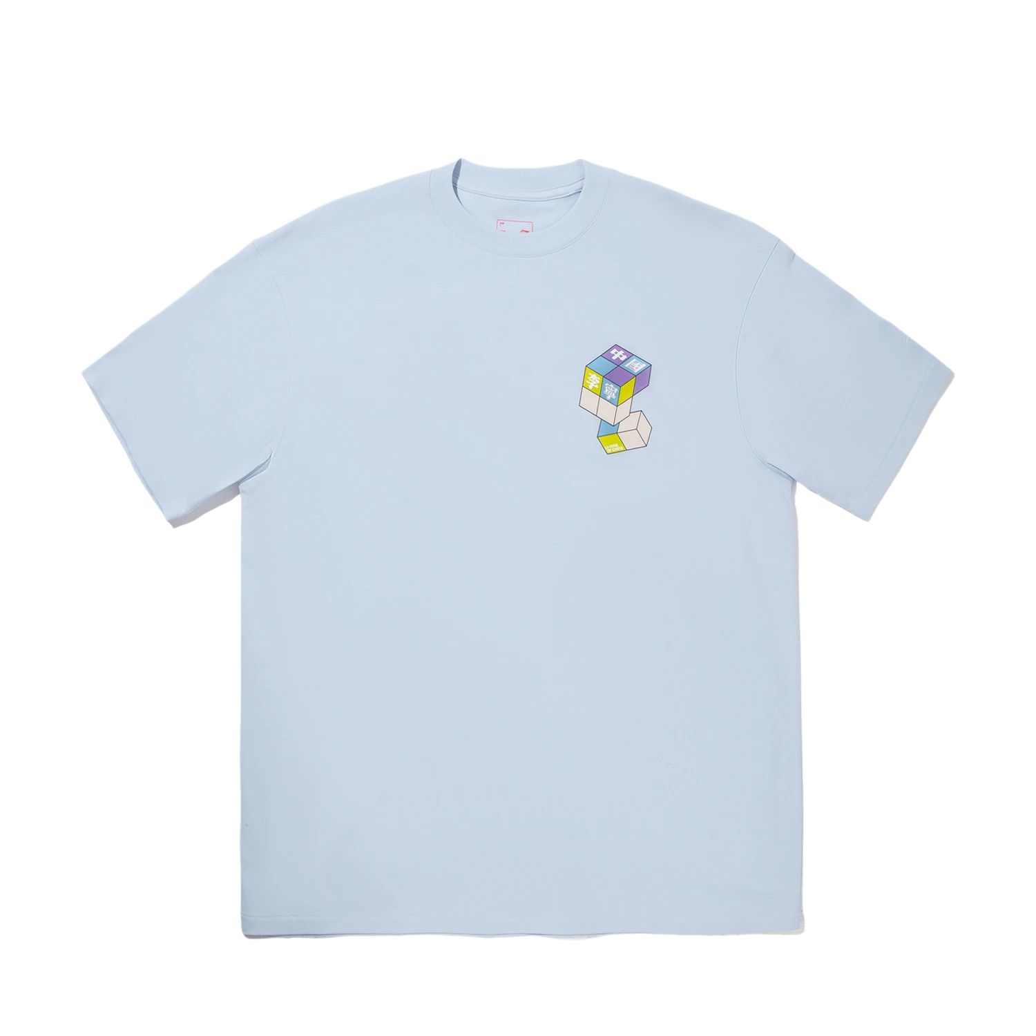 Li Ning T Shirts Unisex Cloud Blue Crew Neck Moderate Straight Fit AHSVE31-6 L