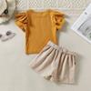 Girls' Suit Summer Fashion Short-sleeved T-shirt Cute Shorts Two-piece Set Plain Casual Loose Thin Suit
