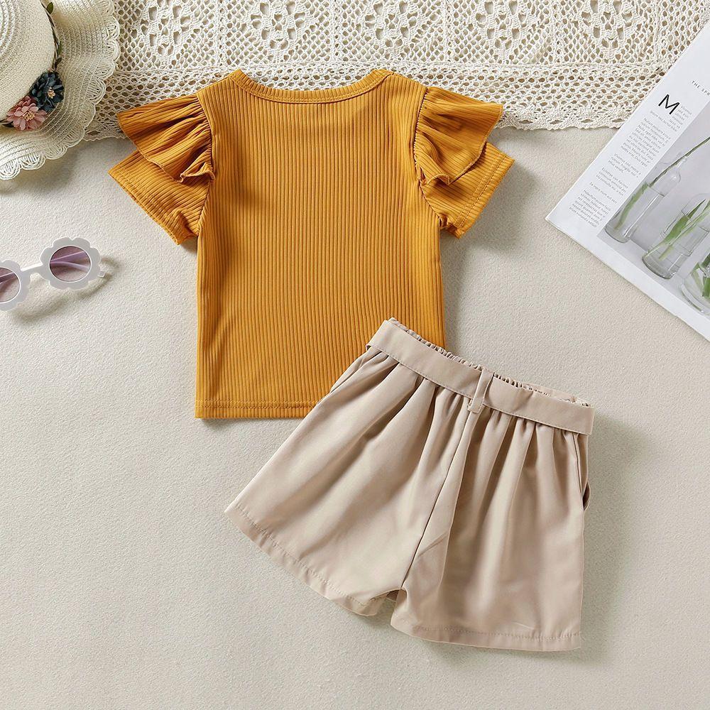 Girls' Suit Summer Fashion Short-sleeved T-shirt Cute Shorts Two-piece Set Plain Casual Loose Thin Suit