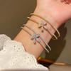 Sparkling Luxury Elegant Bow Butterfly Women's Double-layer Opening Bracelet For Daily Wear Party Wedding Jewelry Accessories