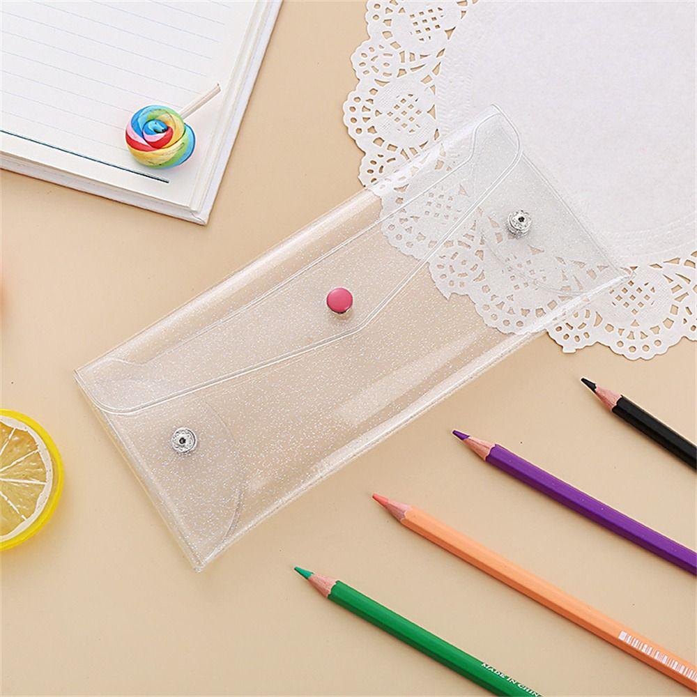 Transparent Pencil Case Glitter Stationary Organizer PVC Pencil Bags Cosmetic Bag