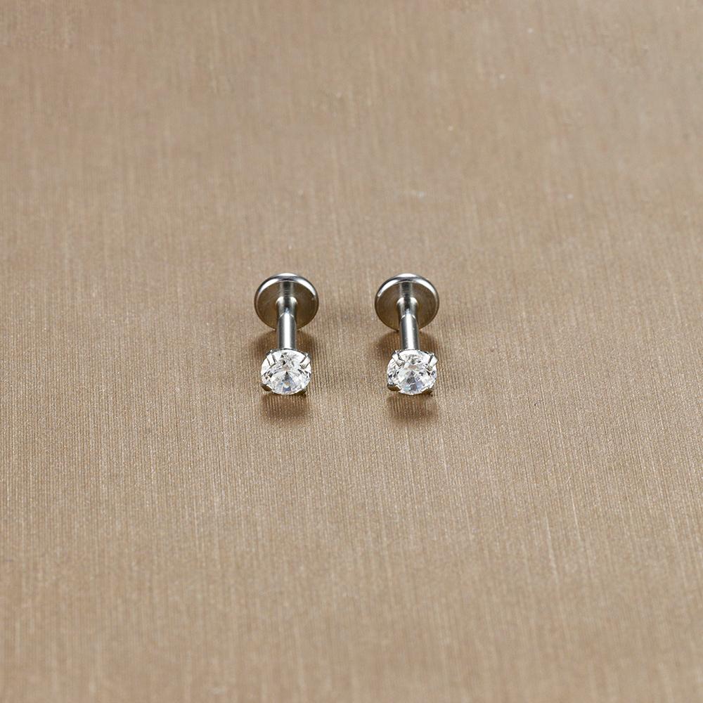 2PC Labret Tragus Stud Earrings 16G Surgical Stainless Steel CZ Crystal Monroe Helix Cartialge Conch Medusa Lip Body Piercing