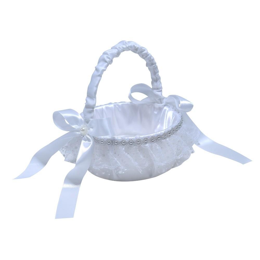 Cesto da Sposa in Tessuto Cesto Fiorito in Pizzo Bianco Cesto Fiorito Matrimonio Vintage Cerimonia Nuziale