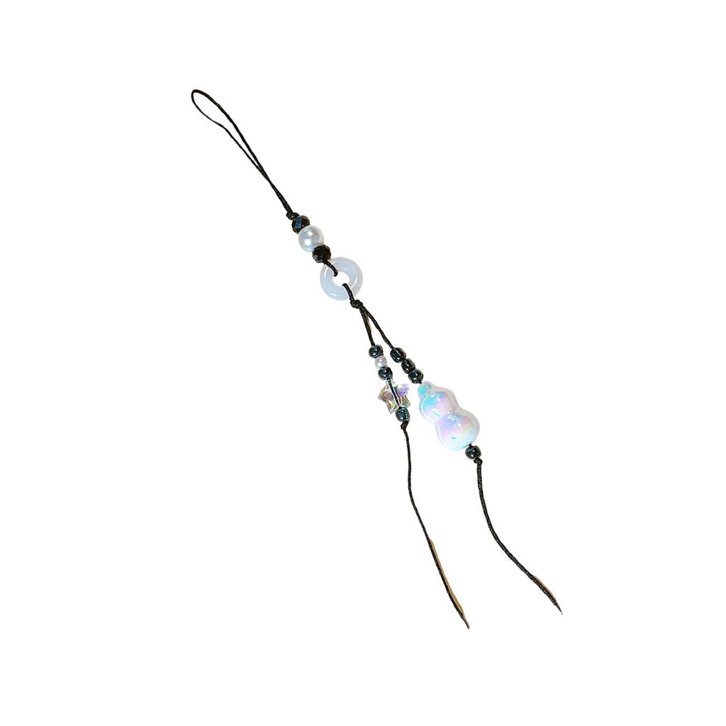 Handmade Lucky Gourd Charm Acrylic Bead Keychain for Phone Comfortable Braided Cord Key Chain Women Bag Decorations